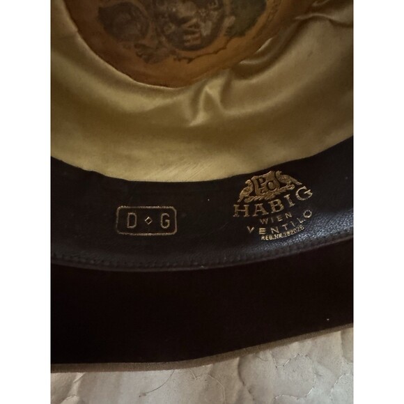 Vintage Habig Wien Velour Felt Fedora Hat Brown Austrian Rope Band Size 58 main image 5